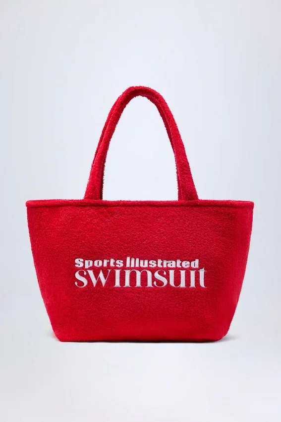 Velika Towelling Tote Bag in Fiery Red Velika Towelling Tote Bag in Fiery Red