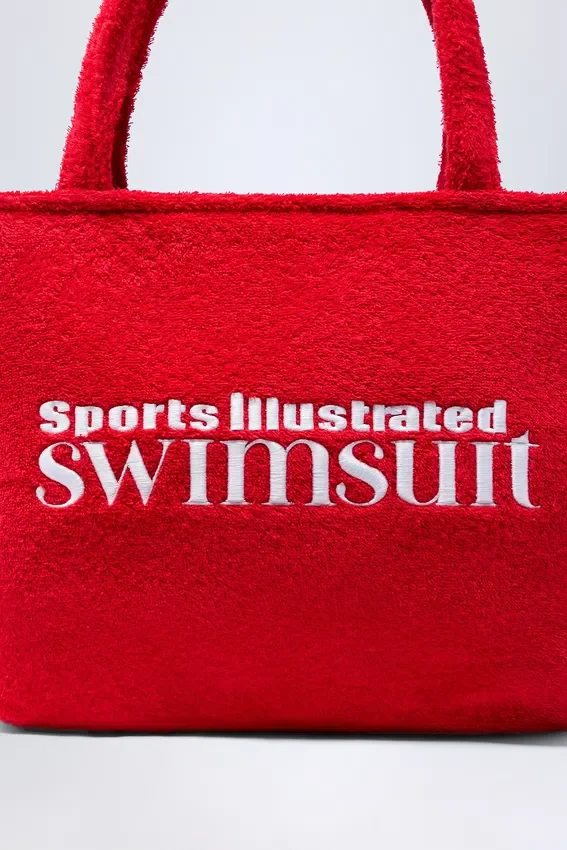 Velika Towelling Tote Bag in Fiery Red Velika Towelling Tote Bag in Fiery Red