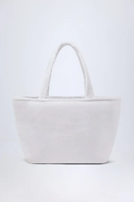 Velika Towelling Tote Bag in White Velika Towelling Tote Bag in White
