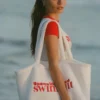 Velika Towelling Tote Bag in White Velika Towelling Tote Bag in White