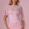 Velina Chiffon Cape in Blush Pink Velina Chiffon Cape in Blush Pink