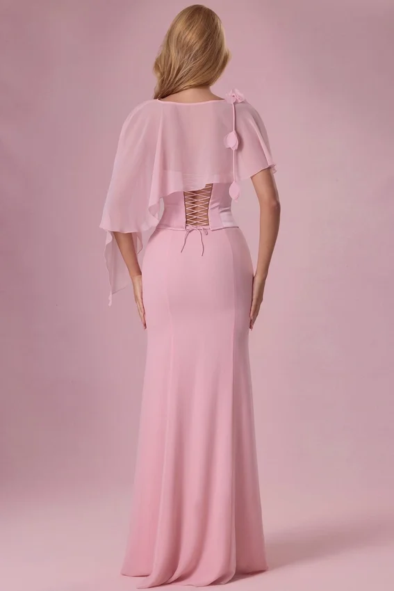 Velina Chiffon Cape in Blush Pink Velina Chiffon Cape in Blush Pink
