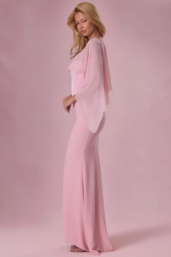 Velina Chiffon Cape in Blush Pink Velina Chiffon Cape in Blush Pink