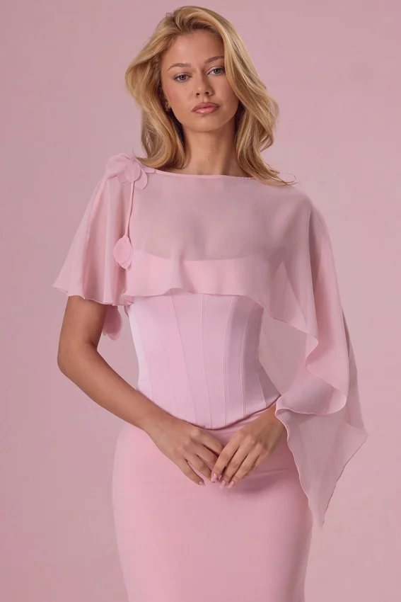 Velina Chiffon Cape in Blush Pink Velina Chiffon Cape in Blush Pink