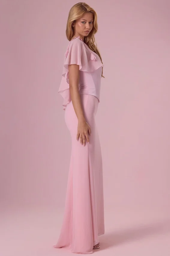 Velina Chiffon Cape in Blush Pink Velina Chiffon Cape in Blush Pink