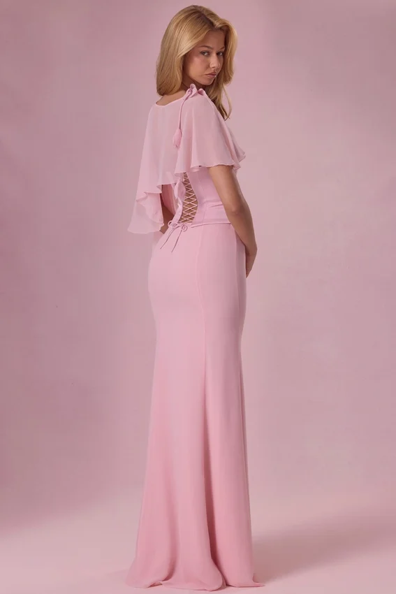 Velina Chiffon Cape in Blush Pink Velina Chiffon Cape in Blush Pink