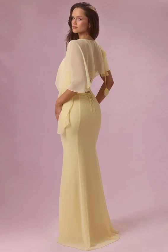 Velina Chiffon Cape in Butter Yellow Velina Chiffon Cape in Butter Yellow