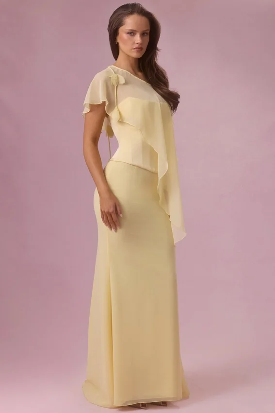Velina Chiffon Cape in Butter Yellow Velina Chiffon Cape in Butter Yellow