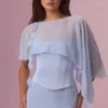 Velina Chiffon Cape in Powder Blue Velina Chiffon Cape in Powder Blue