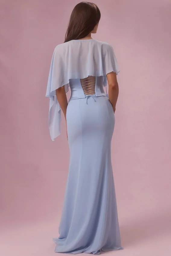 Velina Chiffon Cape in Powder Blue Velina Chiffon Cape in Powder Blue