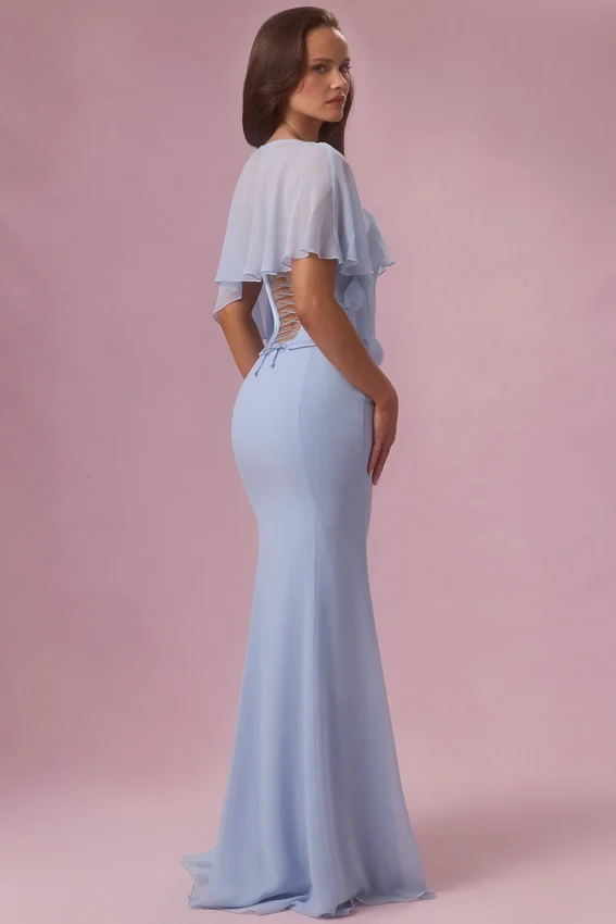 Velina Chiffon Cape in Powder Blue Velina Chiffon Cape in Powder Blue