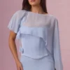 Velina Chiffon Cape in Powder Blue Velina Chiffon Cape in Powder Blue