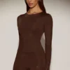 Venia Embellished Crew-Neck Long-Sleeve Top in Chocolate Brown Venia Embellished Crew-Neck Long-Sleeve Top in Chocolate Brown