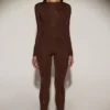 Venia Embellished Crew-Neck Long-Sleeve Top in Chocolate Brown Venia Embellished Crew-Neck Long-Sleeve Top in Chocolate Brown