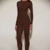 Venia Embellished Crew-Neck Long-Sleeve Top in Chocolate Brown Venia Embellished Crew-Neck Long-Sleeve Top in Chocolate Brown