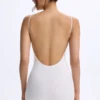 Vera Modal Sweetheart-Neck Low-Back Unitard in White Vera Modal Sweetheart-Neck Low-Back Unitard in White
