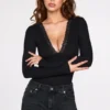 Verity Ribbed Modal Long-Sleeve Plunge Bodysuit in Black Verity Ribbed Modal Long-Sleeve Plunge Bodysuit in Black