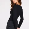 Verity Ribbed Modal Long-Sleeve Plunge Bodysuit in Black Verity Ribbed Modal Long-Sleeve Plunge Bodysuit in Black