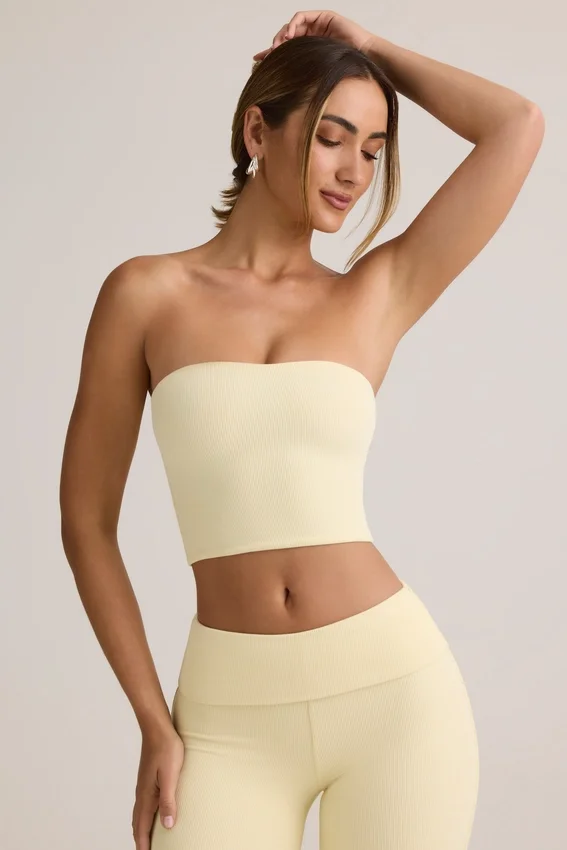 Verna Modal Strapless Crop Top in Buttercream Yellow Verna Modal Strapless Crop Top in Buttercream Yellow