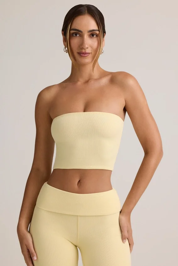 Verna Modal Strapless Crop Top in Buttercream Yellow Verna Modal Strapless Crop Top in Buttercream Yellow