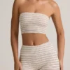Verna Modal Strapless Crop Top in Pink Yellow Stripe Verna Modal Strapless Crop Top in Pink Yellow Stripe