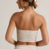 Verna Modal Strapless Crop Top in Pink Yellow Stripe Verna Modal Strapless Crop Top in Pink Yellow Stripe
