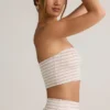 Verna Modal Strapless Crop Top in Pink Yellow Stripe Verna Modal Strapless Crop Top in Pink Yellow Stripe