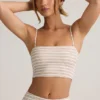 Verna Modal Strapless Crop Top in Pink Yellow Stripe Verna Modal Strapless Crop Top in Pink Yellow Stripe