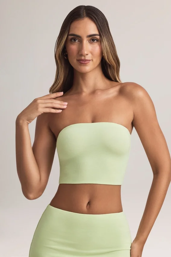 Verna Modal Strapless Crop Top in Sage Green Verna Modal Strapless Crop Top in Sage Green