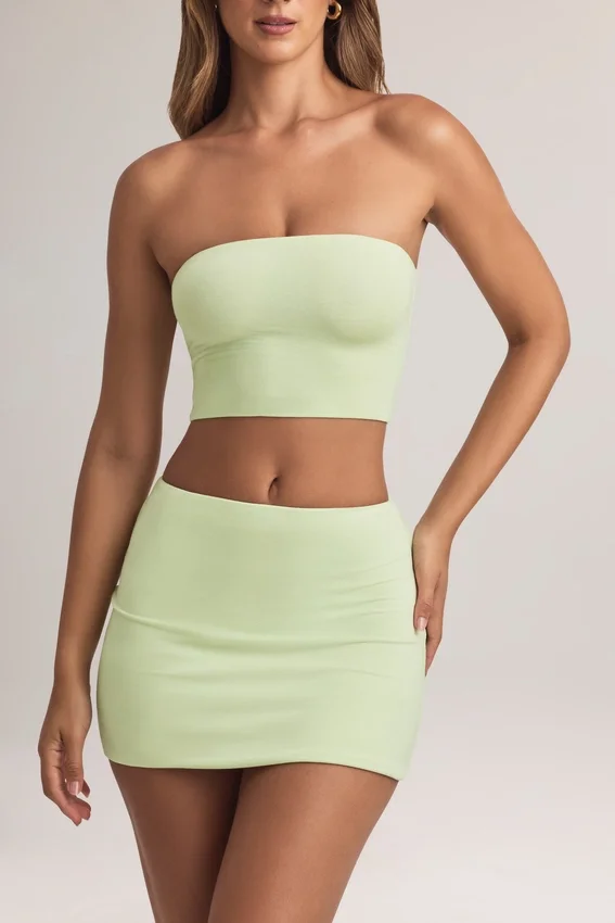 Verna Modal Strapless Crop Top in Sage Green Verna Modal Strapless Crop Top in Sage Green