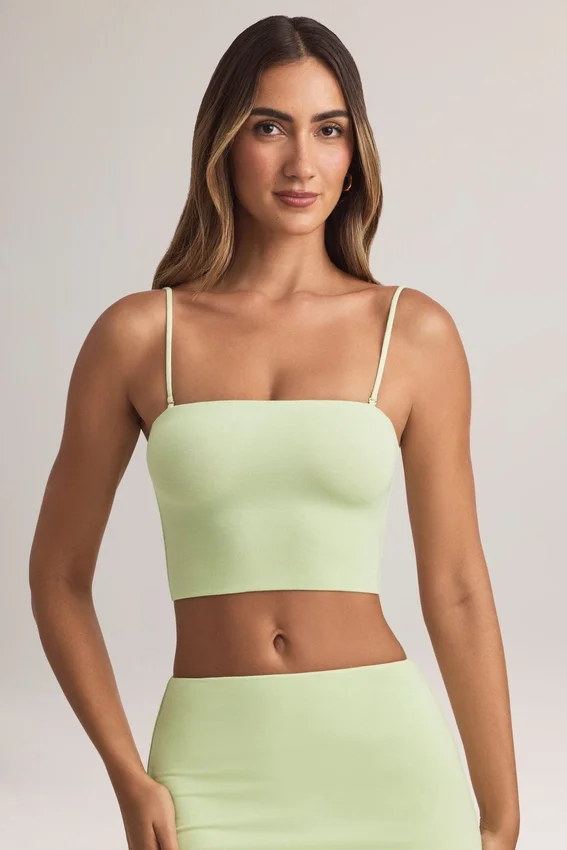 Verna Modal Strapless Crop Top in Sage Green Verna Modal Strapless Crop Top in Sage Green