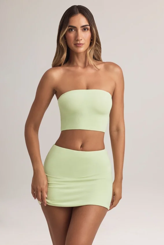 Verna Modal Strapless Crop Top in Sage Green Verna Modal Strapless Crop Top in Sage Green