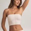 Verna Modal Strapless Crop Top in Stripe Print Verna Modal Strapless Crop Top in Stripe Print