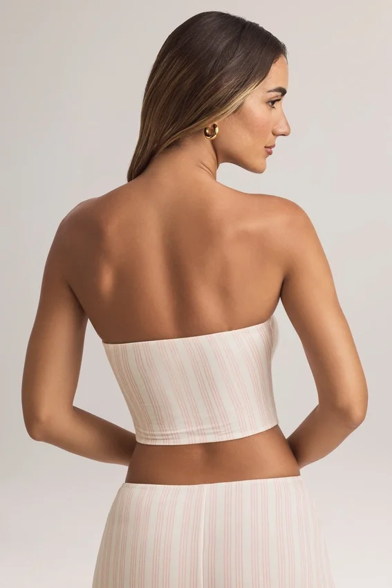 Verna Modal Strapless Crop Top in Stripe Print Verna Modal Strapless Crop Top in Stripe Print