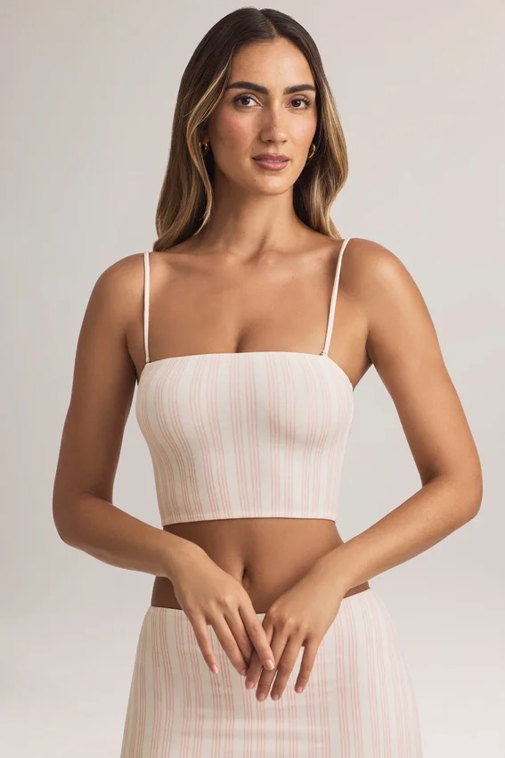 Verna Modal Strapless Crop Top in Stripe Print Verna Modal Strapless Crop Top in Stripe Print