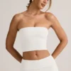 Verna Modal Strapless Crop Top in White Verna Modal Strapless Crop Top in White