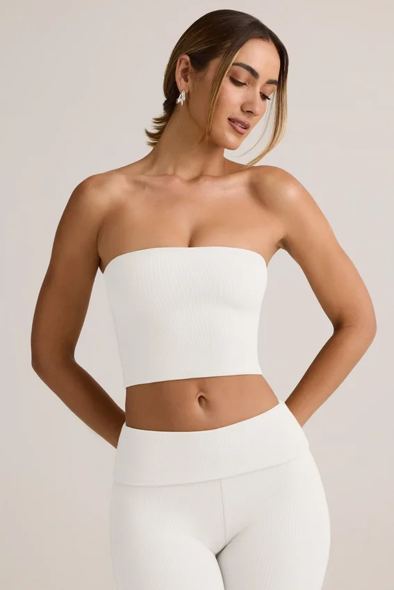 Verna Modal Strapless Crop Top in White Verna Modal Strapless Crop Top in White
