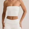Verna Modal Strapless Crop Top in White Verna Modal Strapless Crop Top in White