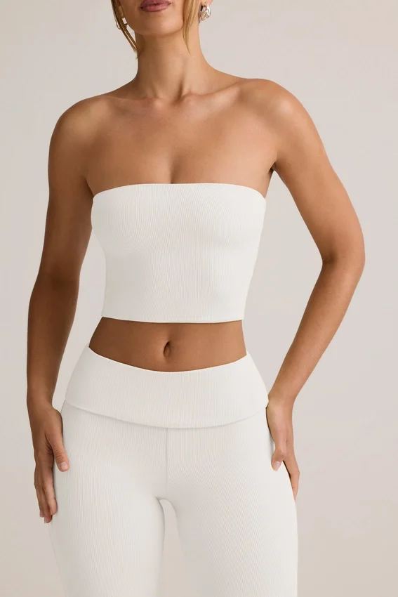 Verna Modal Strapless Crop Top in White Verna Modal Strapless Crop Top in White