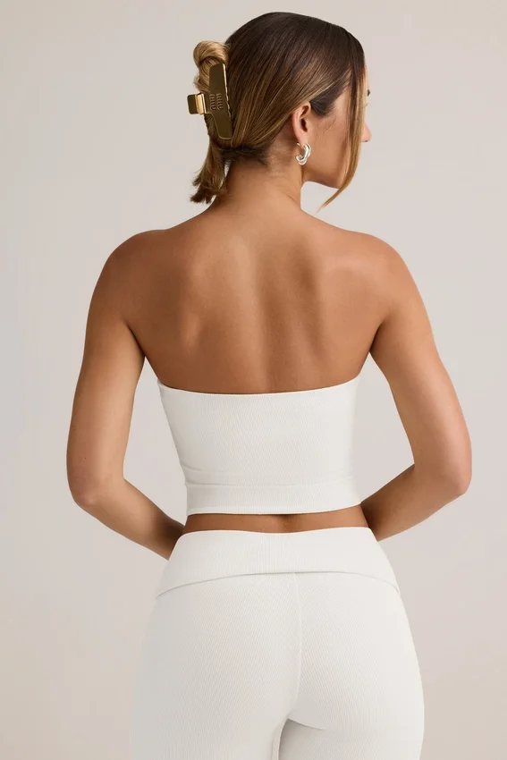 Verna Modal Strapless Crop Top in White Verna Modal Strapless Crop Top in White