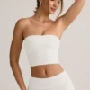Verna Modal Strapless Crop Top in White Verna Modal Strapless Crop Top in White