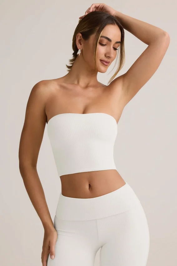 Verna Modal Strapless Crop Top in White Verna Modal Strapless Crop Top in White