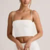 Verna Modal Strapless Crop Top in White Verna Modal Strapless Crop Top in White