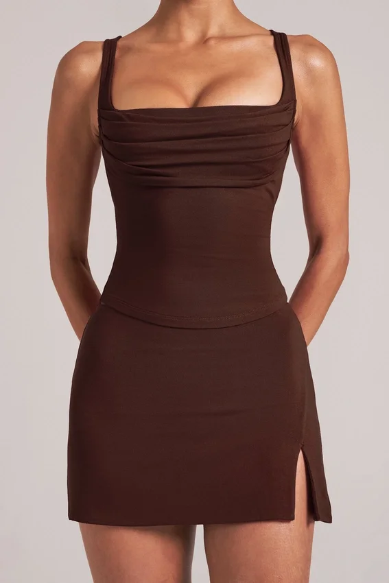 Veya Square-Neck Top in Chocolate Brown Veya Square-Neck Top in Chocolate Brown