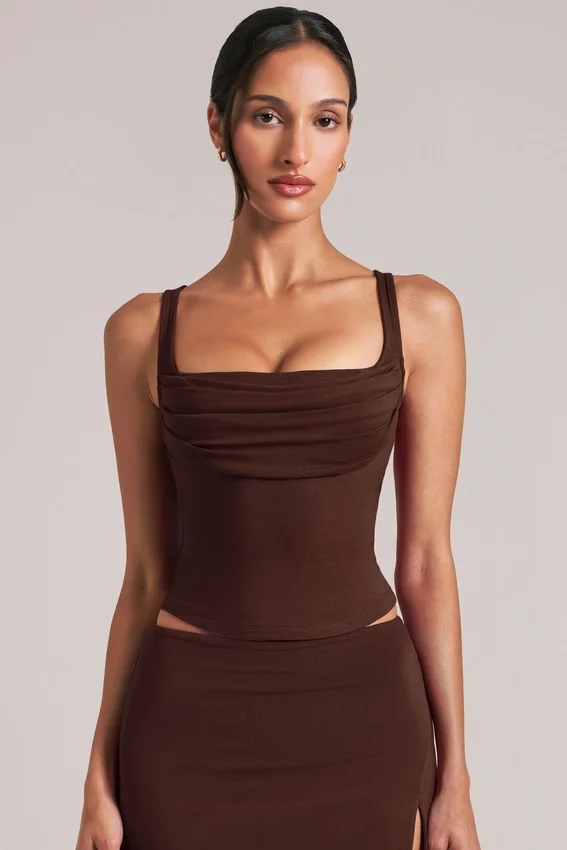 Veya Square-Neck Top in Chocolate Brown Veya Square-Neck Top in Chocolate Brown