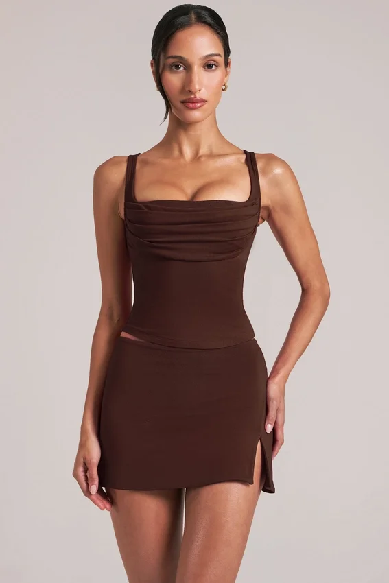 Veya Square-Neck Top in Chocolate Brown Veya Square-Neck Top in Chocolate Brown
