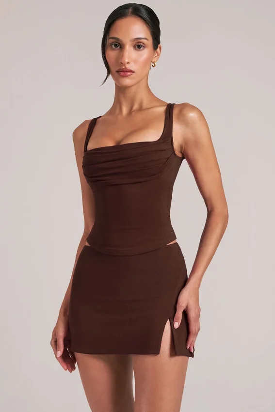 Veya Square-Neck Top in Chocolate Brown Veya Square-Neck Top in Chocolate Brown