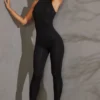 Vida Racer Neck Jumpsuit in Black Vida Racer Neck Jumpsuit in Black