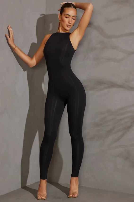 Vida Racer Neck Jumpsuit in Black Vida Racer Neck Jumpsuit in Black