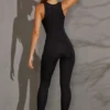 Vida Racer Neck Jumpsuit in Black Vida Racer Neck Jumpsuit in Black